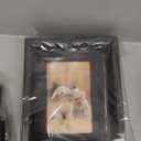 Emfogo 4x6 Picture Frame Rustic Wood Hinged Folding Triple Picture Frames Collage, DoubleSided Display Rotatable High Definition Glass Photo Frame for Home TableTop(Vintage Black)