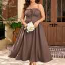 SHESTARR Plus Size Summer Dress Denim Sundress with Pockets (Brown, XXXL)