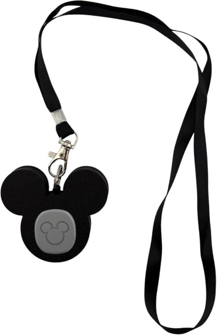 Mouse Magicband+ Compatible Puck Holder. (Black - with Lanyard)