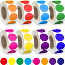 4000 PCS 3/4" Colored Dot Stickers Circle Color Coding Labels, 8 Color Style Colorful Coding Label Sticker for Office, Student Classroom(8 Rolls, 3/4 Inches)