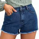 BISUAL Womens Denim Shorts Stretch Jean Shorts Womens High Waisted Raw Edge Denim Shorts Casual Jean Shorts for Women Blue US S