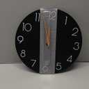 cicininc Wall Clock, 12 Inch Wooden Silent Non-Ticking, Decorative Battery Operated Wall Clocks for Bedroom, Kitchen, Home, Living Room, Office, School, Hotel (Black)