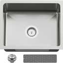 20x16 In Kitchen And Bar Sink- Stainless Steel Undermount Kitchen Sink Modern Single Bowl Drop In Bar Sink With Silicon Mat,Drain Strainer Set Compatibility With Various Kitchen & Bar Style, 20X16X9 Inches