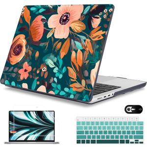 Mektron Case for 2026 M5 MacBook Pro 16 inch A3429 A3428 M4 A3403 A3186 M3 A2991 M2 A2780 M1 A2485 (2021-2025) Pro/Max with Liquid Retina XDR, Hard Shell Plastic Laptop Cover, Abstract Florals