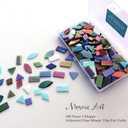 LITMIND Iridescent Glass Mosaic Tiles for Crafts, 240 Pieces 5 Shapes Mixed Stained Glass Sheets, Mosaic Kits for Adults (Iridescent Mix)