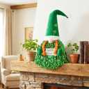 St. Patrick's Day Wreath Decoration,Green Ribbon Door Wreath Gnome, Holiday Hanging Decor for Door Wall Home Bar Party Outdoor Indoor Supply