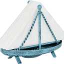 OwlGift Metal Sailboat Shaped Napkin Holder, Tabletop Paper Towel Dispenser, Mail Letter Sorter Rack, Document File Storage - Turquoise