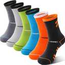 Sandsuced 6 Pairs Kids Boys Socks Athletic Basketball Sport Youth Crew Cotton Soft Breathable Socks for Outdoor (9-15 Years, Oblique Stripes)
