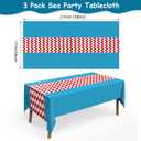 Irenare 3 Pcs Striped Tablecloth Disposable Plastic Tablecloth 54 x 108 Red and White Striped Blue Decorations Table Cover Baby Shower Party Decorations for Camping Birthday Wedding