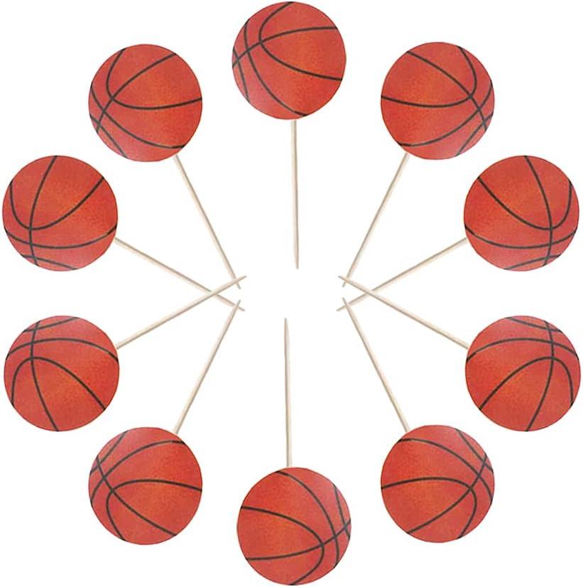 48Pcs Basketball Cupcake Cake Toppers Party Supplies Dessert Muffin Cake Decorations for Basketball Themed Party, Baby Shower or Happy Birthday Party Decoration