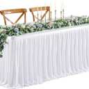 6ft Long White Table Skirt for Rectangle Tables Decorations - Wrinkle Resistant Polyester Pleated Table Skirting Desk Skirt for Office Baby Shower Birthday Party Wedding Banquet (72" x 30" (Rectangular))