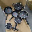 T-fal Initiatives Nonstick Cookware Set 18 Piece, Oven Broiler Safe 350F, Kitchen Cooking Set w/Fry Pans, Saucepans, Stockpots, Skillet, Spoons, Lids Pots and Pans Set Non Stick Dishwasher Safe Black