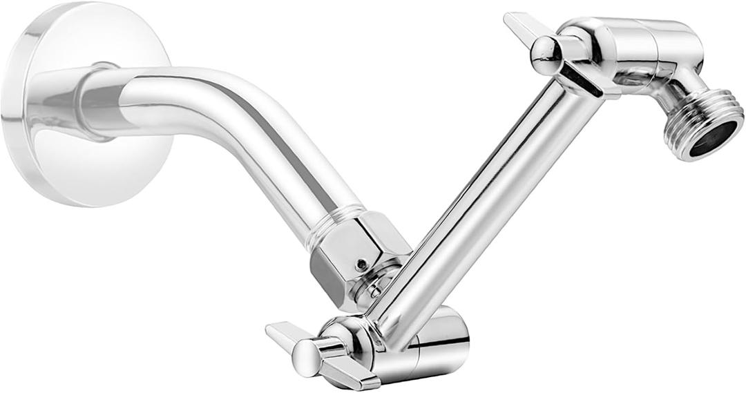 5 Inch Adjustable Shower Head Extension Arm, With Locking Set Screw, Singing Rain Brass Chrome Angle Height Adjustable, Easy To Install, G1/2 Universal Connector Compatible (Chrome Finish)