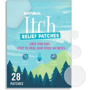 2 x Bite Itch Relief Patches, After Bite Anti Itch Stickers, Fast Itch Relief, Reduces Swell, Bite Suction Tool Alternative, Summer Travel, Cruise, Camping, Hiking Essentials for Kids (Clear)