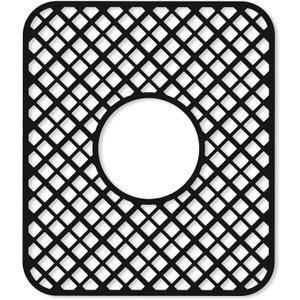 2 Pack Silicone Sink Protector for Kitchen Sink, Lozenge Pattern 13 x 11 inches Sink Grid Mat Silicone Protectors, Center Drain, Black
