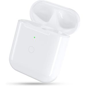 Wireless Charging Case Replacement Compatible with AirPods 1st & 2nd Generation,450 mAh Air Pod 1/2 Generation Charger Case with Bluetooth Pairing Sync Button,White (No Earbuds)