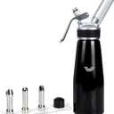 Whipped Cream Dispenser, 500ml Cream Whipper Whipped Cream Canister,Sturdy Aluminum Whipped Cream Maker with 3 Decorating Nozzles,Leak Resistant,Use Standard 8 Gram N2O Chargers (Not Included) (1 Pint-Black)