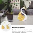 Veemoon 1 Pair Crown Swan Cake Topper Small Swan Figurine Bird Cake Decoration Creative Couple Statue Plastic Wedding Animal Ornament Gilded Bird Sculpture for Home Car Decor Party Celebrations