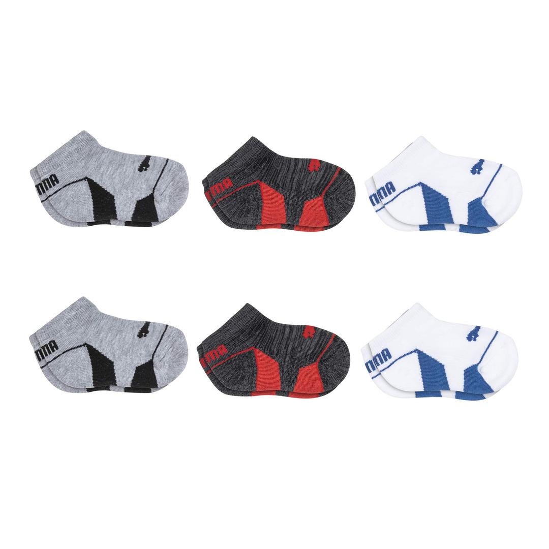 PUMA Baby 6 Pack No Show Socks, White/ Multi, 12-24 Months US