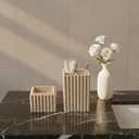 Home Stone Toothbrush Holder with Lid, Elegant Beige Bathroom Toothbrush & Toothpaste Organizer Modern Hidden Closed Toothbrush Holders for Bathrooms (Beige)