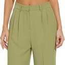 FUNYYZO Wide Leg Pants Women's High Elastic Waisted in The Back Business Work Trousers Long Straight Suit Pants (Green, S)