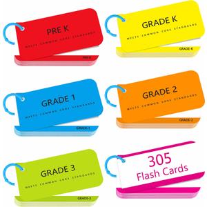 305 Dolch & Fry Sight Words Flash Cards, Include 250 Words with Sentences Plus 50 Blank Cards and 5 Index Cards, Educational Word Reading Flash Cards for Preschool to 3rd Grade