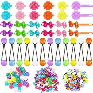 Hoteam 100 Pcs Self Hinge Plastic Hair Clips Hair Barrettes for Girls Bows Clips Flower Barrettes Retro Assorted Hairs Accessories Set for Toddler Baby Girl(Cool)