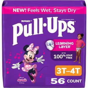 Pull-Ups Girls' Potty Training Pants, Size 3T-4T Training Underwear (32-40 lbs), 56 Count