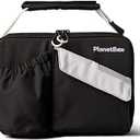 PlanetBox Insulated Lunch Bag Black Currant Edition Carry Bag with Pockets for Water Bottle and Snacks Durable, Easy to Clean, and BPA Free