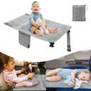 Happy Nest Toddler Airplane Bed & Airplane Seat Extender for Kids - Portable Foot Rest for Children Flights, Soft Velvet Toddler Plane Bed, Lightweight Machine Washable Travel Essentials (Gray)