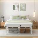 NKZ 20 Inch Queen Size Bed Frame, Metal Bed Frame & Box Spring 2 in 1 Platform with Round Corner Legs, 4000lbs Weight Capacity Reinforced Metal Frame, Headboard Hole, Noise-Free, Easy Assembly.