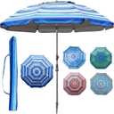 Blissun 7.2' Beach Umbrella with Sand Anchor, Outdoor Portable Beach Umbrella for Sand with Tilt Pole, Carry Bag, Air Vent