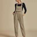 luvamia Sherpa Overalls for Women Loose Fit Winter Fuzzy Fleece Warm Bib Pocket Adjustable Jogger Baggy Overall Jumpsuit (L)