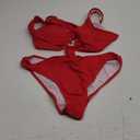 Women's Deep V Neck One Piece Swimsuit O-Ring Swimwear Sexy Cut Out Bathing Suit (Large, Red)