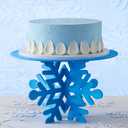 Lallisa 12" Blue Snowflake Frozen Cake Stand 3D Snowflake PVC Cake Decorations with Engraved Snow Themed Holder Winter Dessert Stand Centerpieces for Frozen Winter Birthday Party Supplies