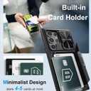 BXYJY for Samsung Galaxy S24 Ultra Case Wallet, Built-in Card Holder (4-5 Cards) & Slide Camera Cover & Kickstand, Military Grade Protection, Rugged Silicone Case for Galaxy S24 Ultra 2024 Only, Black