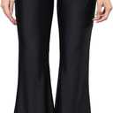 3 x Sghenr Women's Shiny High Waisted Flare Yoga Pants Tummy Control Wide Leg Casual Workout Leggings (Black) XL