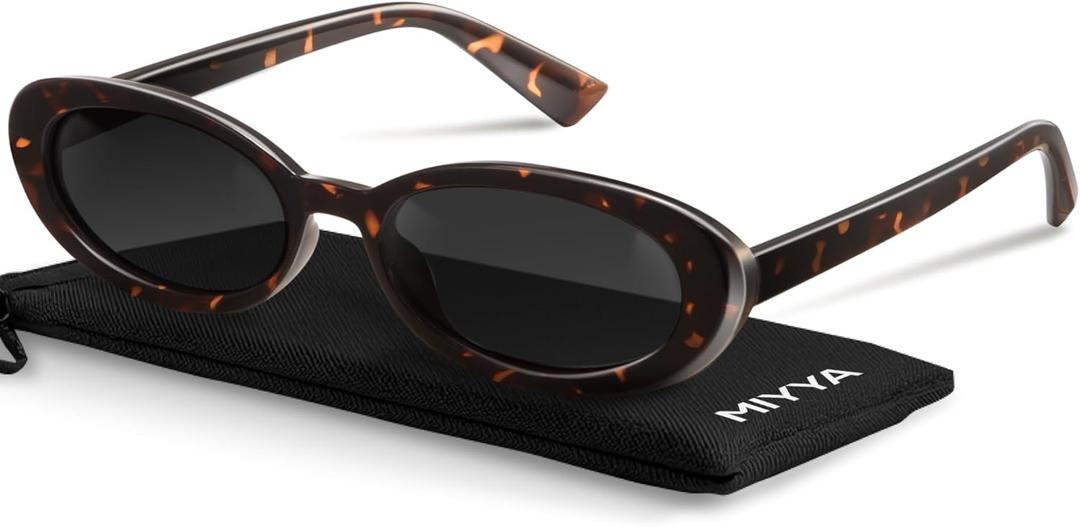 miyya Old Money Polarized Oval Sunglasses  2025 Edition, UV400 Protection, Feather-Light Fit & Trendy Colors (Smoke Tortoise/Black)