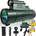 Monocular Telescope with Lights HD Monoculars 80x100 for Adults High Powered Monocular for Hunting with Smartphone Holder & Tripod, Handheld Telescope Suitable for Bird Watching Stargazing-Green