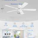 ZMISHIBO 52 Inch Ceiling Fan No Light, Flush Mount Low Profile, Modern White Ceiling Fan Without Light, Remote Control & Quiet DC Motor, for Indoor&Outdoor, Bedroom, Living Room