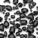 100 PCS Black Flatback Rhinestones, Sew on Rhinestones Glass Mixed Shapes Crystal Gems for Jewelry Crafts Hats Clothes Shoes Dress