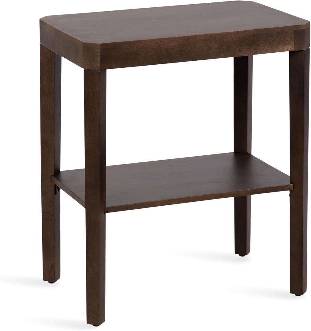 Kate and Laurel Talcott Modern Rectangle Wood Side Table, 22 x 14 x 26, Dark Brown, Transitional Decorative Two-Tier End Table for Use as a Bedroom Nightstand or Living Room Accent