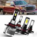 Compatible with GMC Sierra 1500 2014 2015, 9012 High/Low Beam + H16/5202 Fog Light Bulbs,Pack of 4