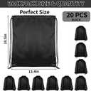 Drawstring Backpack 20Pcs Drawstring Bags, Draw String Back Bag Drawstring Bags Bulk for Sports, Gym, Travel, Swimming, Beach (Black)