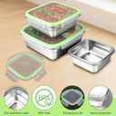 3 Pack Stainless Steel Sandwich Containers with Leak-Proof Lids, BPA-Free Airtight Metal Food Storage Boxes for Lunch, Snacks, Meal Prep Reusable, Stackable, Dishwasher & Freezer Safe(Green)