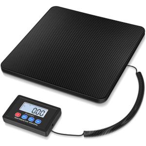 Fuzion Digital Shipping Scale, 10g High Accuracy! 440lbs Postal Scale, Hold/Tare Function, Manual/Auto Off LCD Display, Lightweight Scale for Packages/Luggage/Home, Battery & AC Adapter Included (PS4B, Black)