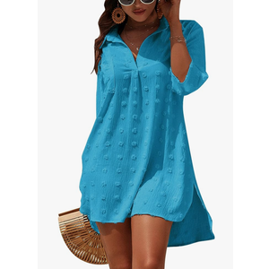 Blooming Jelly Womens Swimsuit Coverups White Chiffon Bikini Swimwear Beach Cover Up Dress Shirt XL