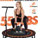 K KENSONE 48" Foldable Rebounder Trampoline for Adults with Bungee, 550 LBS Quiet Indoor Mini Trampoline for Adults Fitness with Adjustable T-Shaped Handle Bar for Gym Workout, Home Exercise, Orange