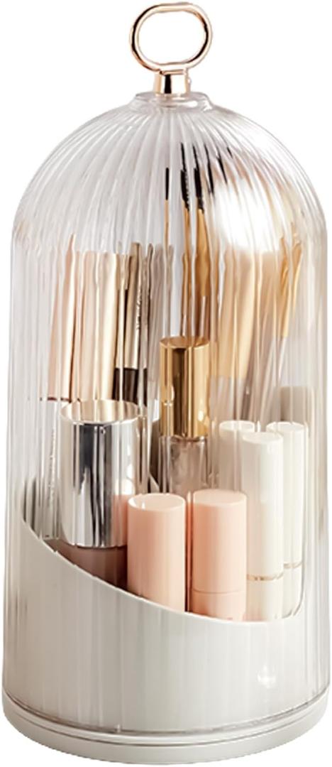 Rotate Toothbrush Holder with Cover - Frosted Glass Countertop Organizer, Dustproof Enclosed Bathroom Toothbrush Box, Toothpaste & Brush StorageBathroom Storage Box, toiletries Storage Bucket