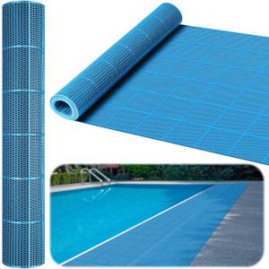 Tondiamo Drainage Pool Flooring Mats Swimming Pool Non Slip Mat PVC Splash Matting Mesh Hollow Doormat Roll for Outdoor Indoor Patio Restaurant Garage Kitchen Bathroom Bars(3 x 30 ft,Blue)
